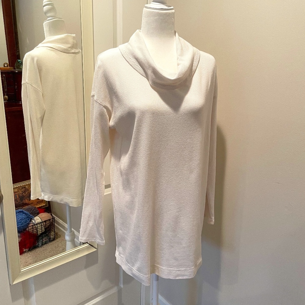 J Jill White Cowl-Neck Lightweight Tunic